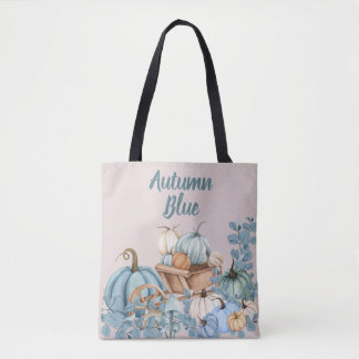 Autumn Blue Pumpkin Garden  Tote Bag