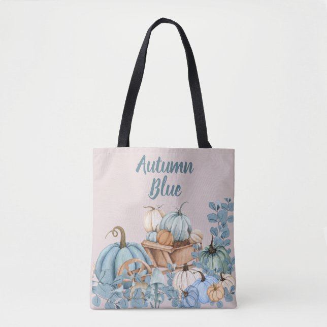 Autumn Blue Pumpkin Garden  Tote Bag (Front)