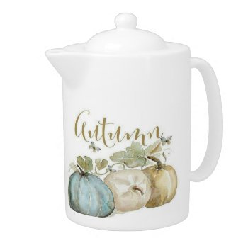 Autumn Blue Pumpkin Medium Tea Pot by VintageMamasShoppe at Zazzle