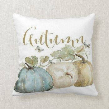Autumn Blue Pumpkin Throw Pillow by VintageMamasShoppe at Zazzle