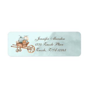 Autumn Blue Pumpkins Wheelbarrow Label