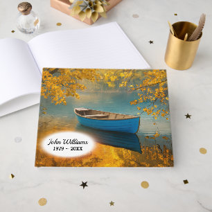 Autumn Blue Rowboat On a Lake Guest Book