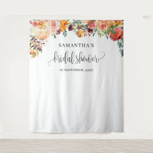 Autumn blush burgundy orange floral party backdrop