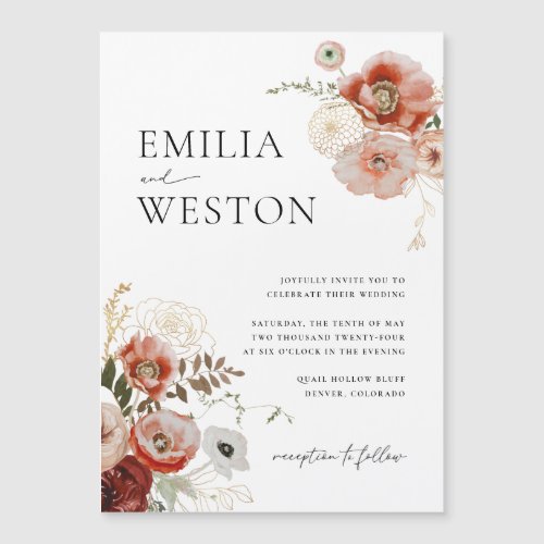 Autumn Bohemian Fall Wedding Invitation Magnet