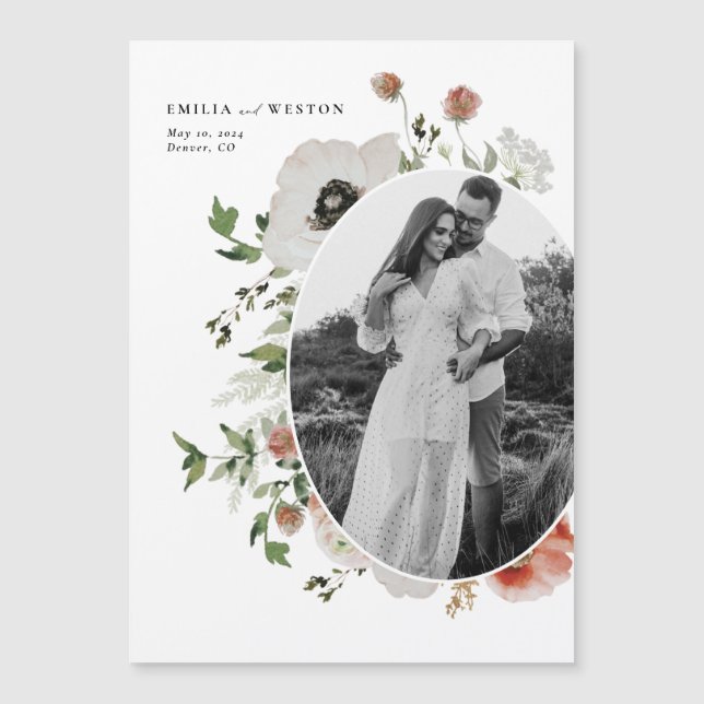 Autumn Bohemian Fall Wedding Save the Date Magnet (Front)