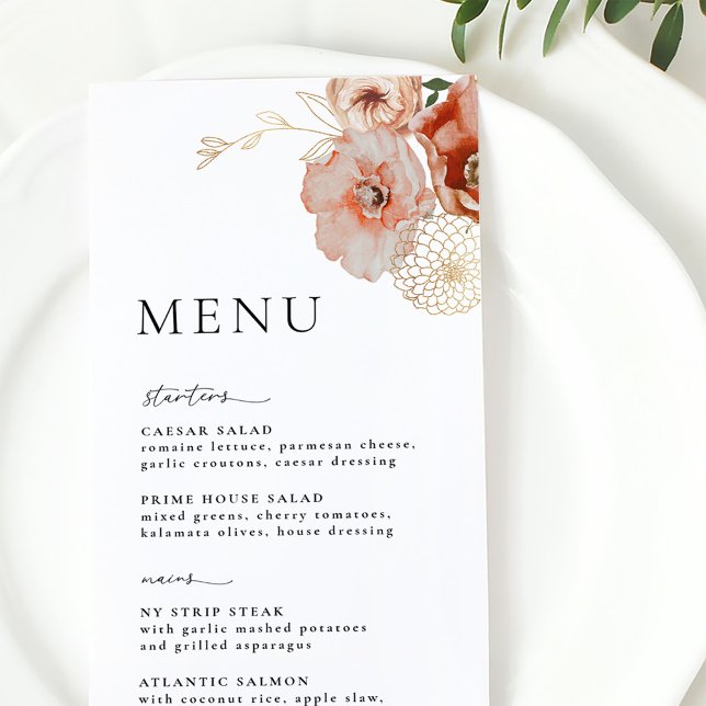 Autumn Bohemian Floral Fall Wedding Menu (Creator Uploaded)