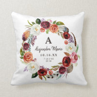 Autumn Boho Blooms Baby Name Birth Stats Throw Pillow