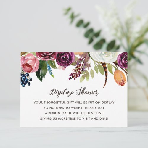 Autumn Boho Blooms Display Shower No Gift Wrap Enclosure Card