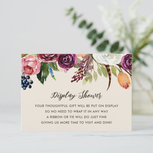 Autumn Boho Blooms Display Shower No Gift Wrap Enclosure Card