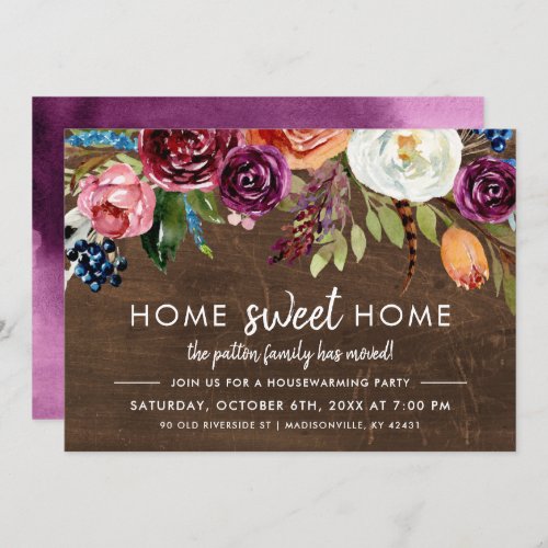 Autumn Boho Blooms Housewarming Party Invitation