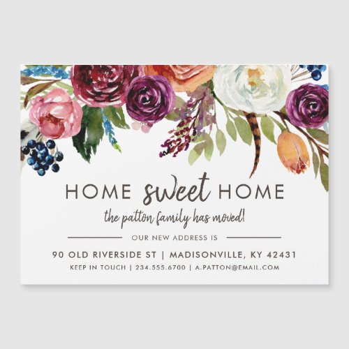 Autumn Boho Blooms Magnetic Moving Announcement