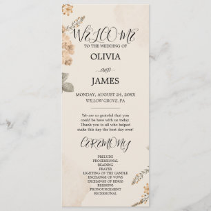 Autumn Boho Blooms   Modern Wedding Programs