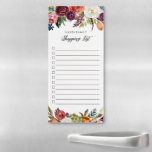 Autumn Boho Blooms Monogrammed Shopping List Magnetic Notepad<br><div class="desc">Personalized stationery and office supplies make a great gift for teachers or your fave boss babes. This stylish design features boho watercolor florals in rich autumn colors with a lined grocery shopping list. Add your name monogram or other custom text. Use the design tools to edit the fonts and colors...</div>