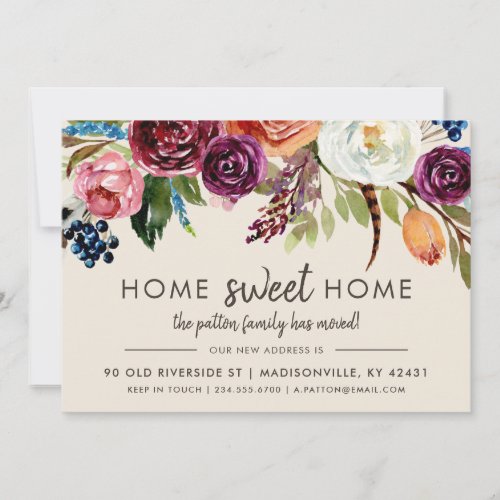 Autumn Boho Blooms New Address Moving Announcement