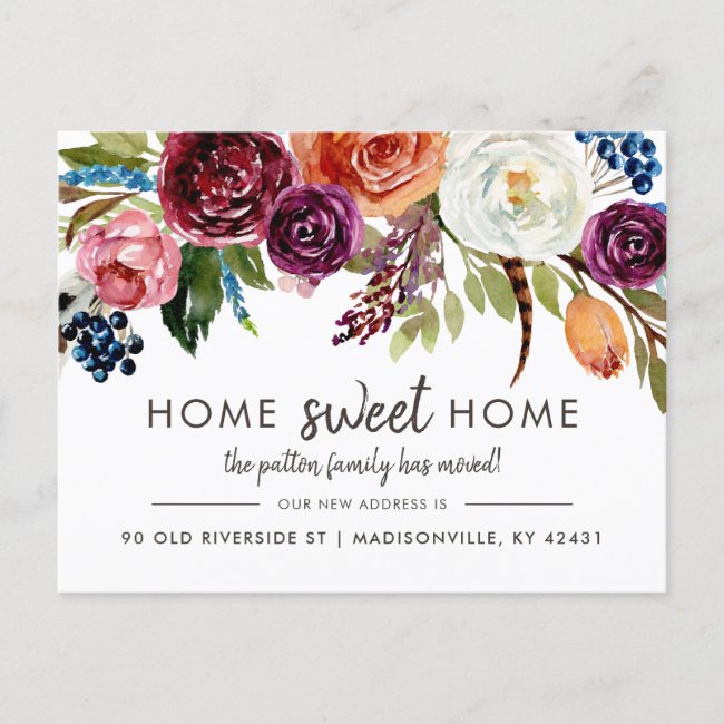 Autumn Boho Blooms New Address Moving Announcement