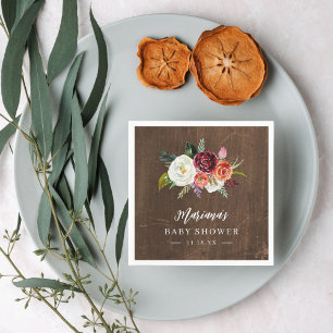 Autumn Boho Blooms Personalized Baby Shower Napkins