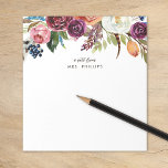 Autumn Boho Blooms Personalized Teacher Notepad<br><div class="desc">Personalized stationery and office supplies make a great gift for teachers or your fave boss babes. This stylish design features boho watercolor florals in rich autumn colors with "a note from" text in a cute hand-lettered script. Add your name monogram or other custom text. Use the design tools to edit...</div>