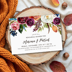 Autumn Boho Blooms Rehearsal Dinner Invitation