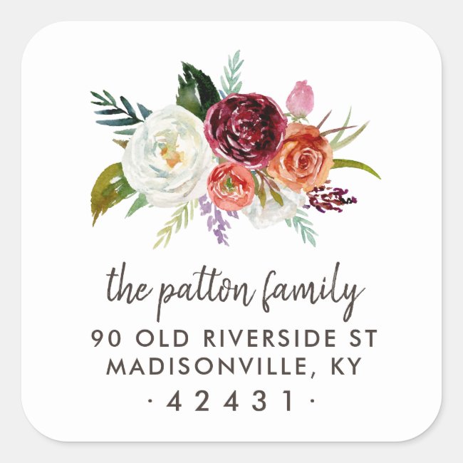 Autumn Boho Blooms Return Address Label