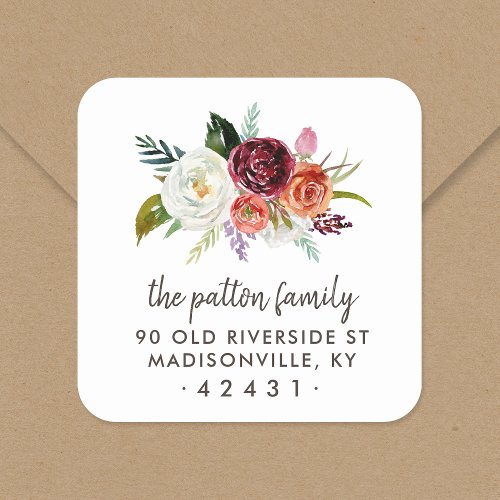 Autumn Boho Blooms Return Address Label