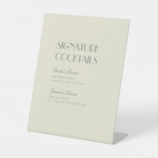Autumn Boho Deco | Cream Cocktail Menu Pedestal Sign
