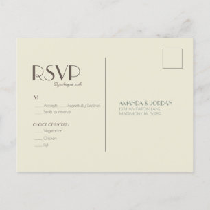 Autumn Boho Deco Cream Wedding RSVP Invitation Postcard