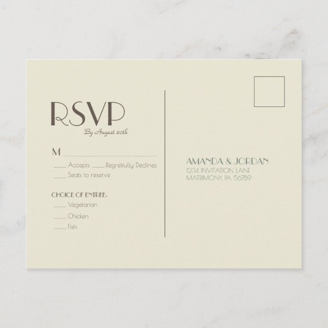 Autumn Boho Deco | Cream Wedding RSVP Invitation Postcard (Back)