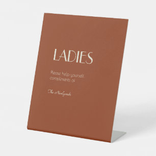 Autumn Boho Deco Rust Ladies Bathroom Pedestal Sign