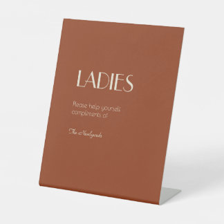 Autumn Boho Deco | Rust Ladies Bathroom Pedestal Sign