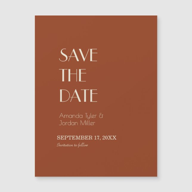 Autumn Boho Deco | Rust Save the Date Magnet (Front)