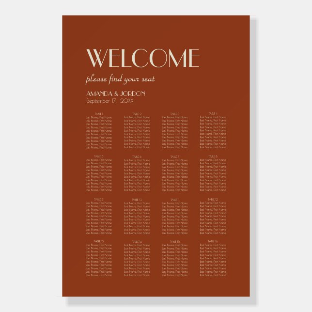 Autumn Boho Deco | Rust Seating Chart Welcome Foam Board (Front)