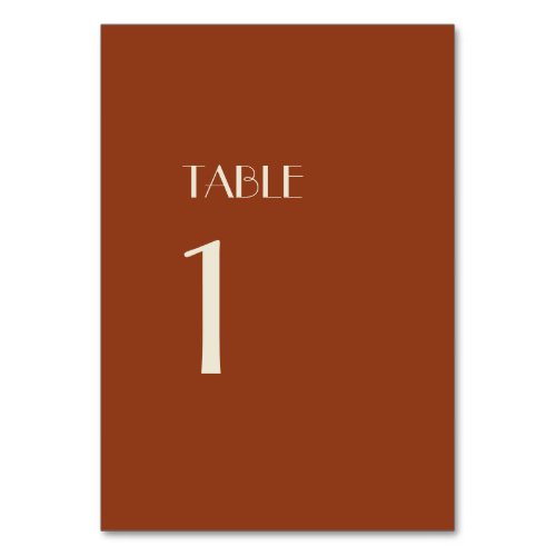 Autumn Boho Deco  Rust Table Numbers Sign