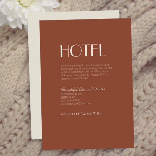 Autumn Boho Deco  Rust Wedding Accommodation Enclosure Card