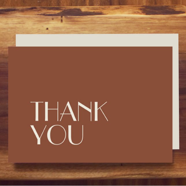 Autumn Boho Deco | Rust Wedding Flat Thank You Card (Creator Uploaded)