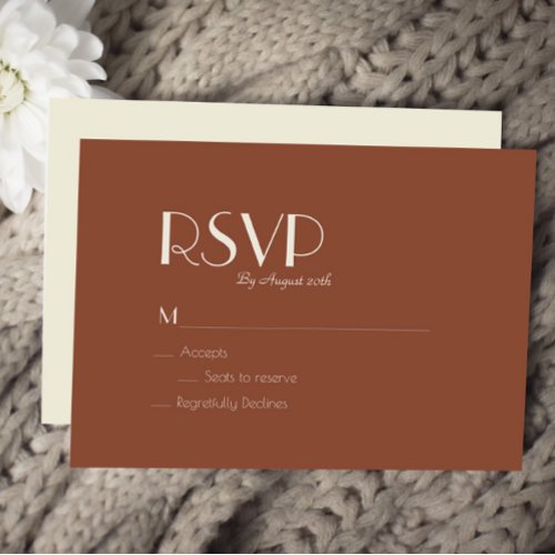 Autumn Boho Deco  Rust Wedding Meal Choice RSVP Card