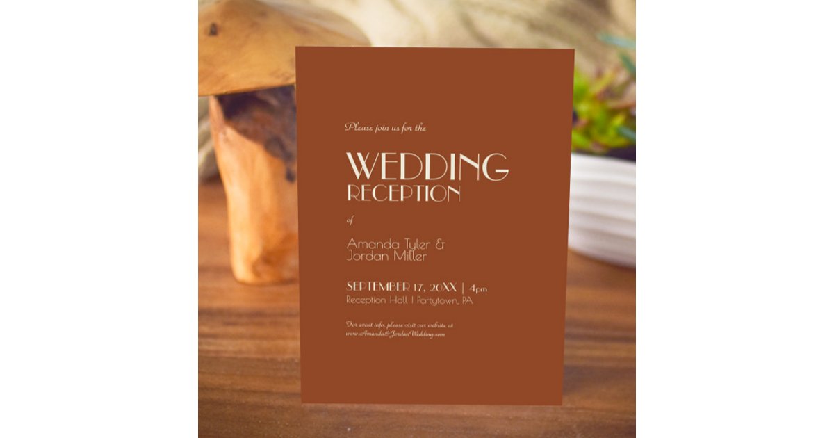 Autumn Boho Deco | Rust Wedding Reception Invitation | Zazzle