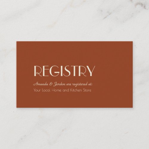 Autumn Boho Deco  Rust Wedding Registry Enclosure Card
