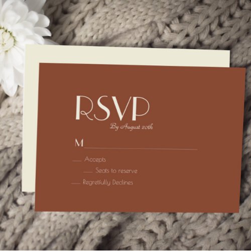 Autumn Boho Deco  Rust Wedding RSVP Card
