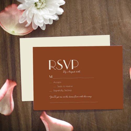 Autumn Boho Deco  Rust Wedding Song Request RSVP Card