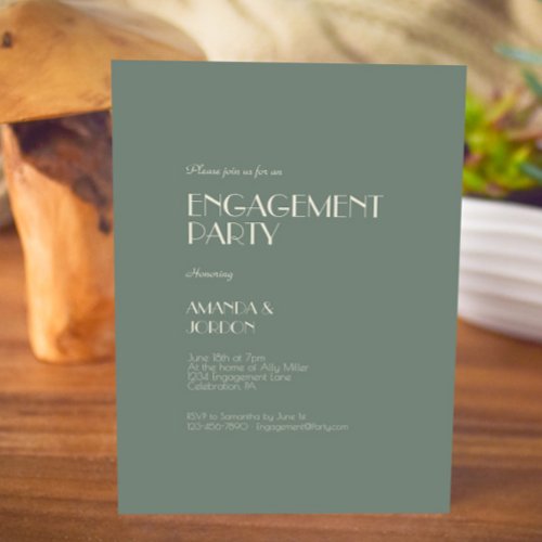 Autumn Boho Deco  Sage Green Engagement Party Invitation