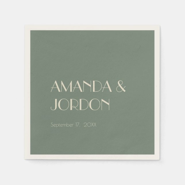 Autumn Boho Deco | Sage Green Wedding Cocktail Napkins (Front)