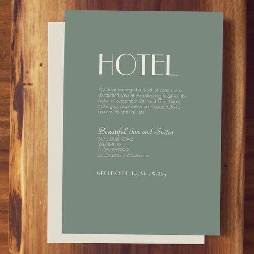 Autumn Boho Deco  Sage Green Wedding Hotel Enclosure Card