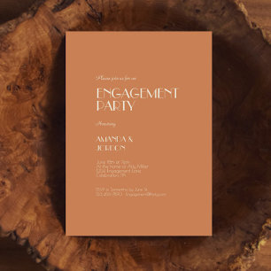 Autumn Boho Deco Terracotta Engagement Party Invitation