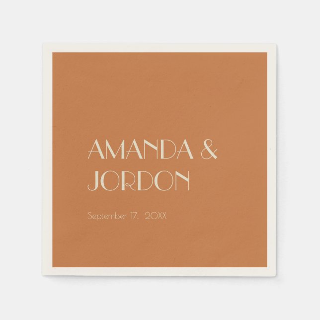 Autumn Boho Deco | Terracotta Wedding Cocktail Napkins (Front)