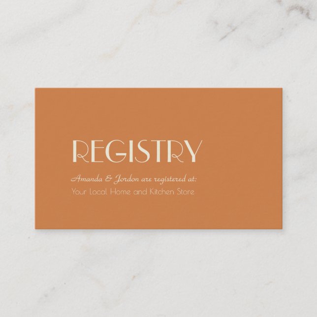 Autumn Boho Deco | Terracotta Wedding Registry Enclosure Card (Front)