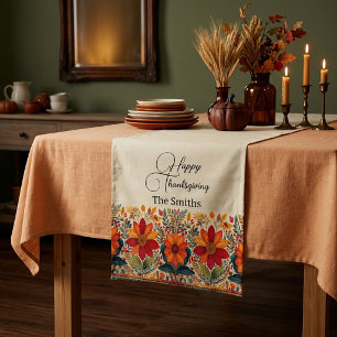 Autumn boho floral border personalized custom short table runner
