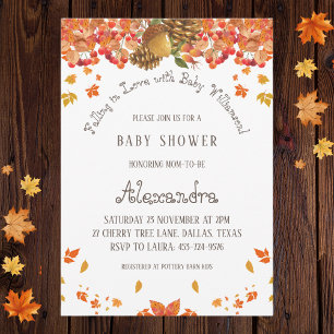 Autumn Boho Floral Falling in Love Baby Shower Inv Invitation