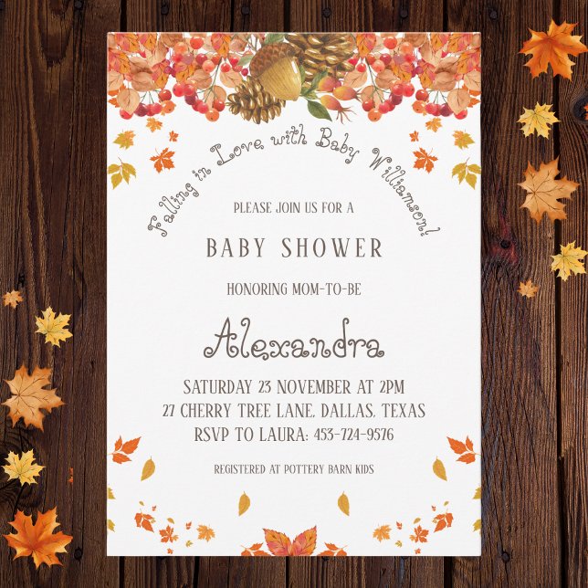 Autumn Boho Floral Falling in Love Baby Shower Inv Invitation (Creator Uploaded)