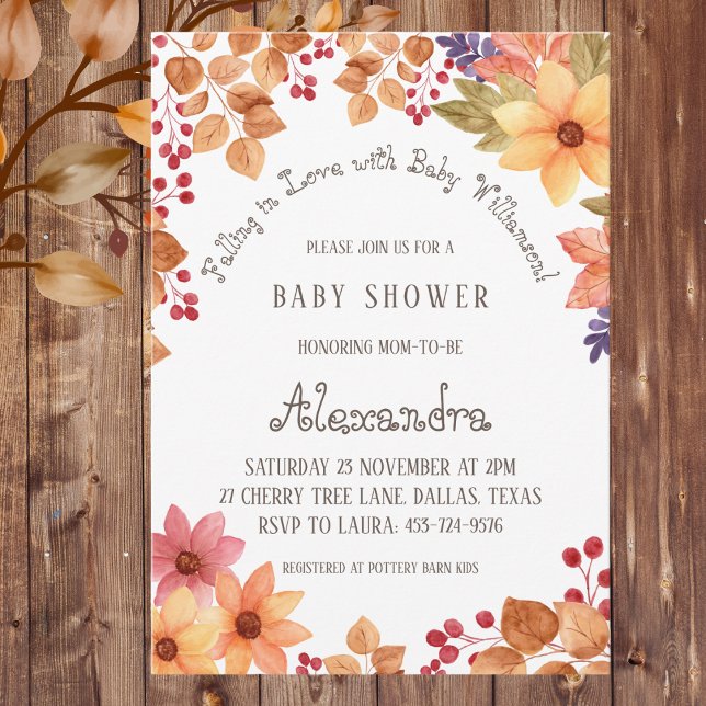 Autumn Boho Floral Falling in Love Baby Shower Invitation (Creator Uploaded)