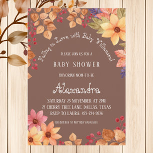 Autumn Boho Floral Falling in Love Baby Shower Invitation